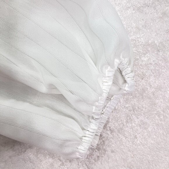 WAYF White Blouse Womens Size Large V-Neck Lace Trim Knotted Cropped Feminine - Picture 11 of 14